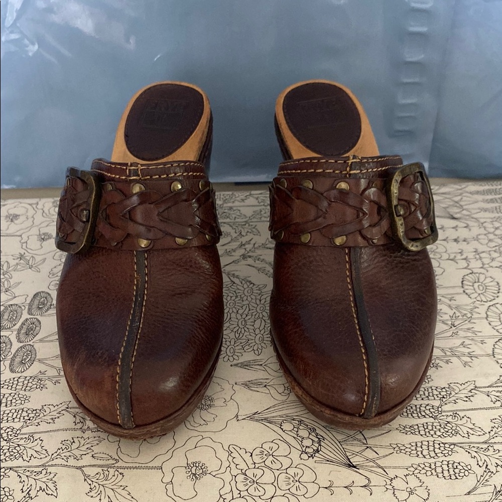 Frye Brown Leather Clogs